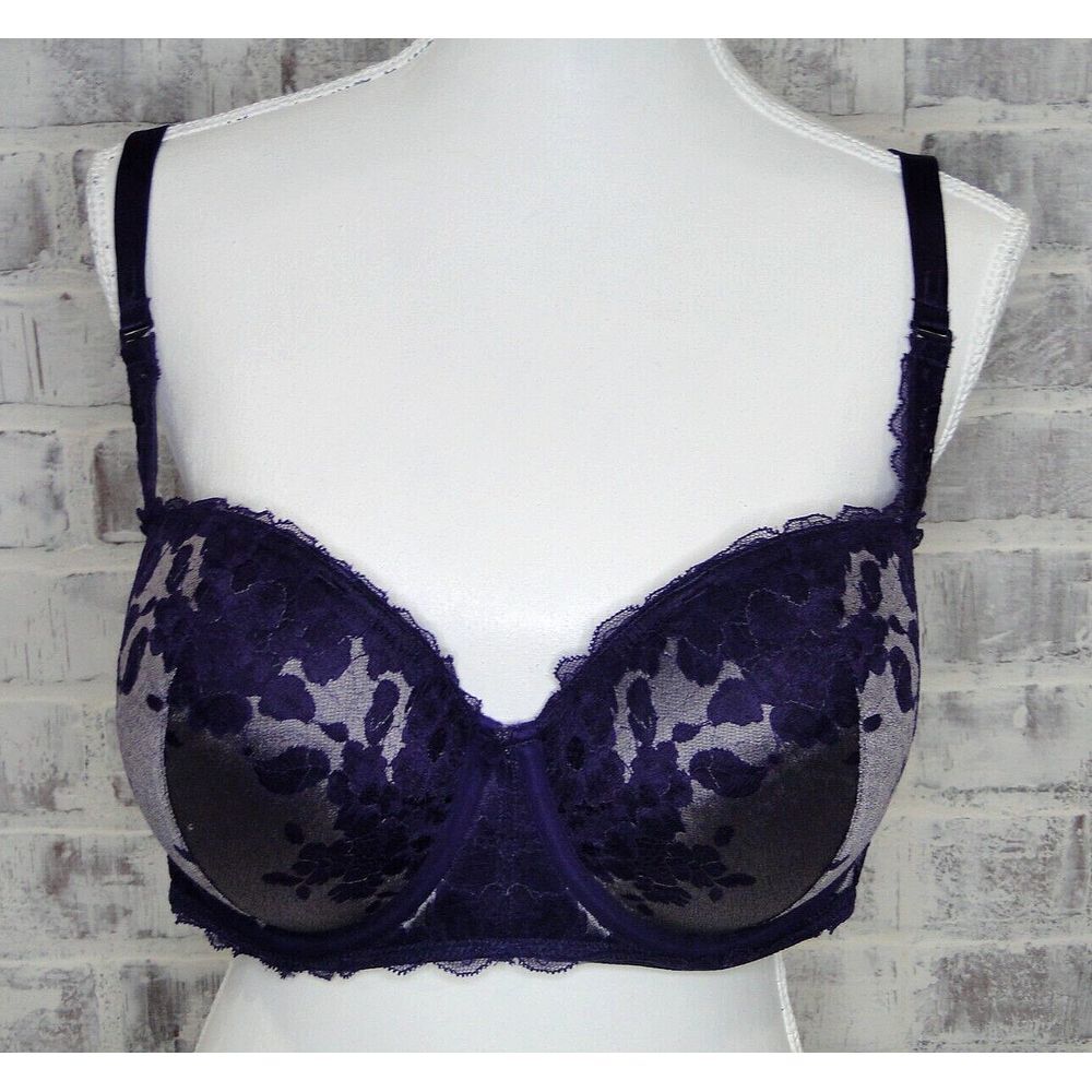 Torrid Curve 40DD Push-Up Strapless Bra‎ Padded Lined Purple Lace Multi Way